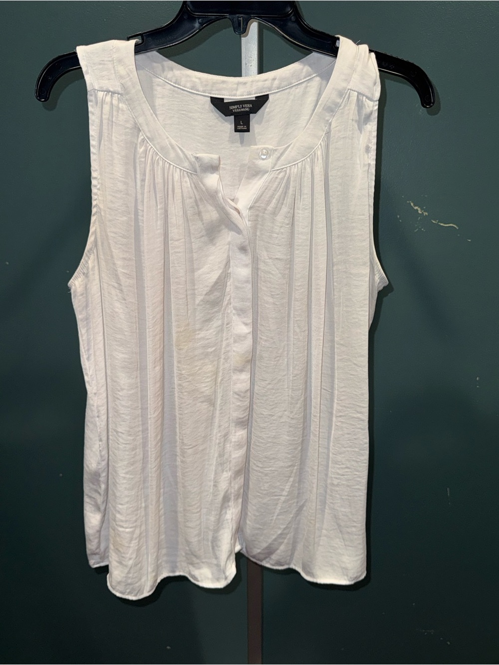 Simply Vera Vera Wang White Pleat-Front Sleeveless Camisole
